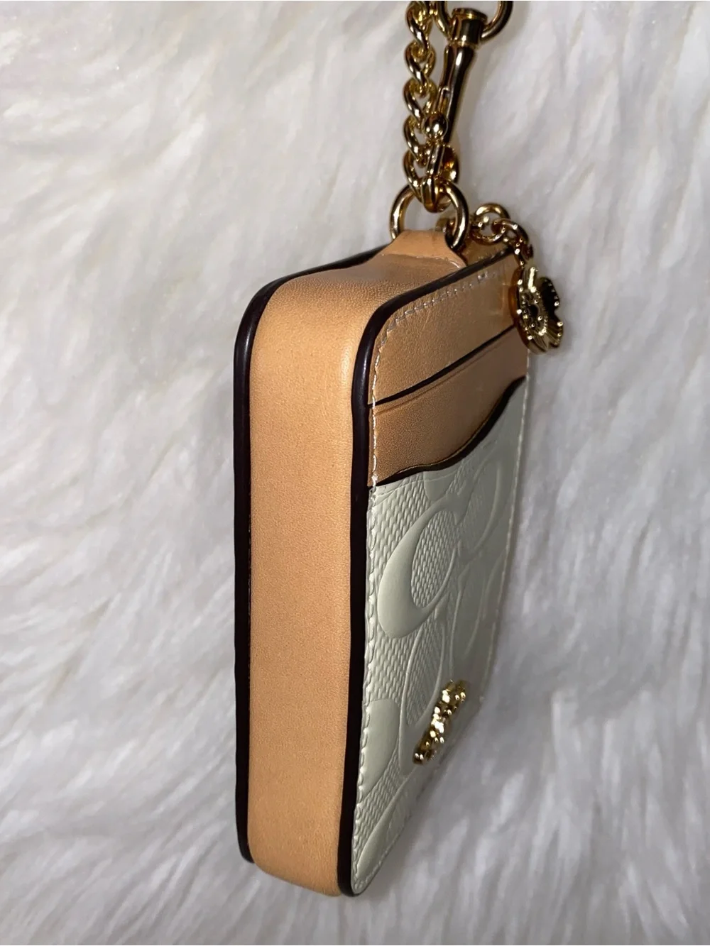 Coach Zip Card Case In Signature Leather With Charm New with tags Light Lemon